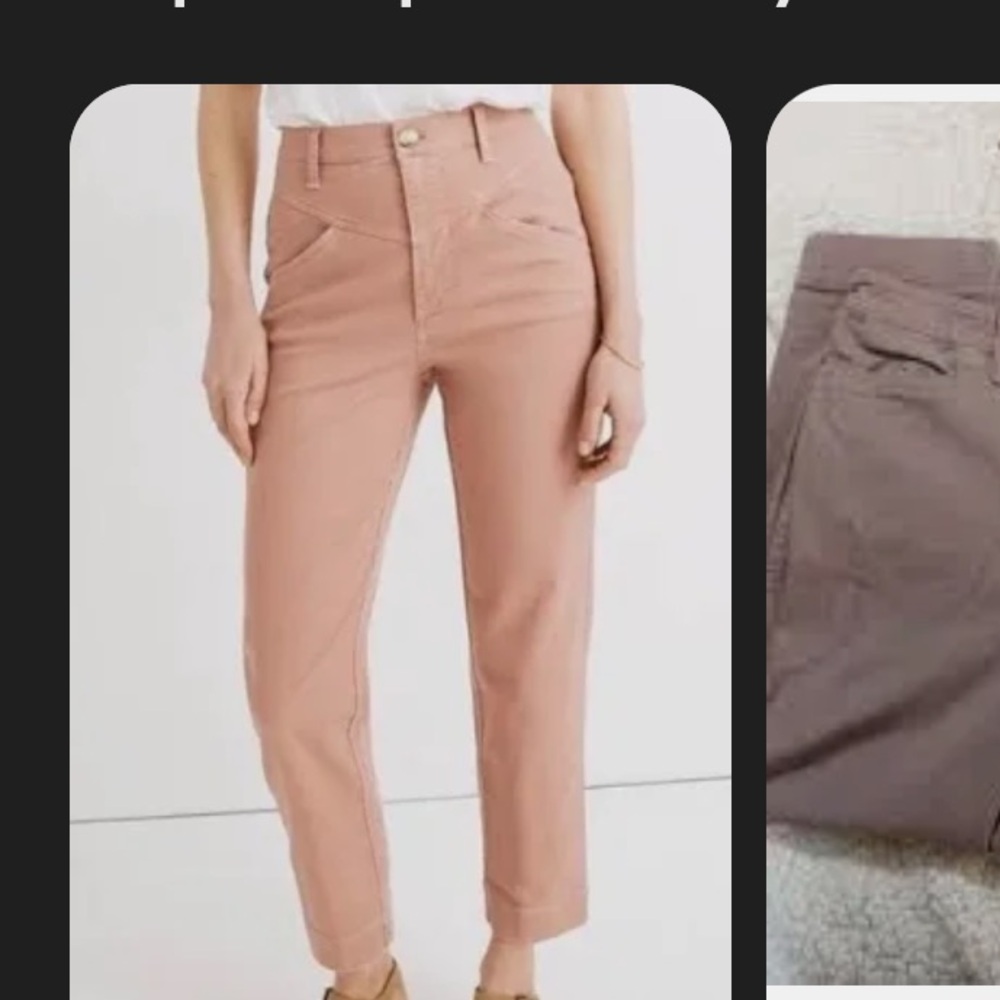 Madewell Slim Emmett Tapered Salmon Cotton Pants, 29